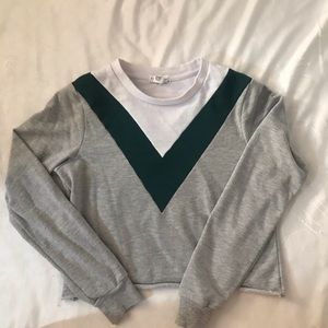 V-Neck Design Crew Neck Sweater